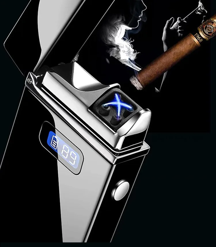 Новая электрическая зажигалка со светодиодный дисплеем сигарета с зарядкой от USB Зажигалка Ветрозащитная дуговая плазменная Зажигалка гаджеты для мужчин подарок isqueiro