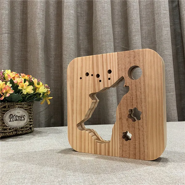 Pata do Cão de Madeira Quarto dos Miúdos Light para Crianças Presente da Gota Lâmpada Decoração Quente França Francês Bulldog Usb Led Night Grátis Luz 6 Cheap Luzes noturnas
