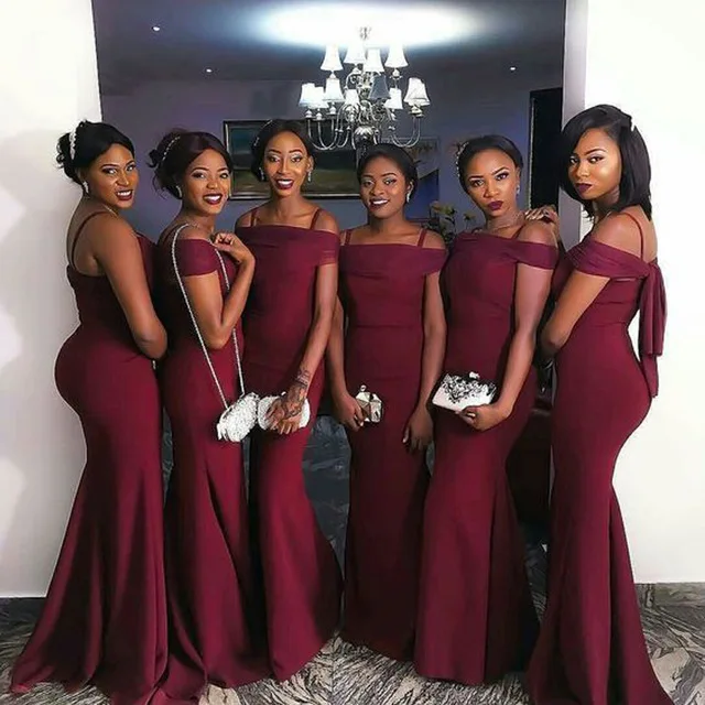 Wine colored maid of honor dresses Clearance