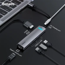 USB C концентратор Baseus для HDMI RJ45 USB 3,0 type C PD зарядный концентратор адаптер для MacBook Pro huawei mate 20 P20 Pro USB C концентратор адаптер