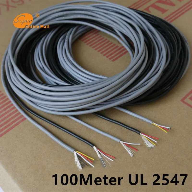 100 м UL 2547 28/26/24 AWG многожильный контрольный кабель медный провод экранированный