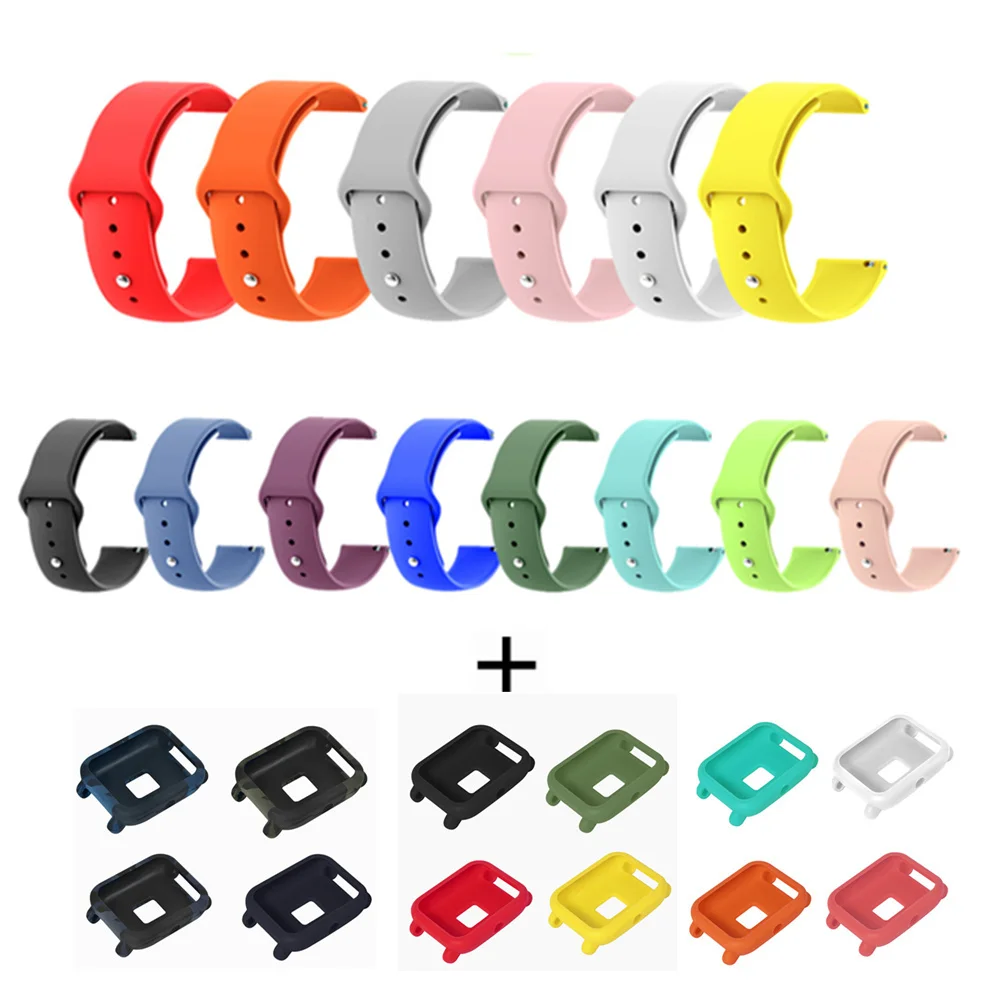 

TPU Watch Strap For Amazfit Bip Smart Watch Band For Xiaomi Huami Amazfit Bip Youth Band Sports Silicone Bracelet+Case Cover