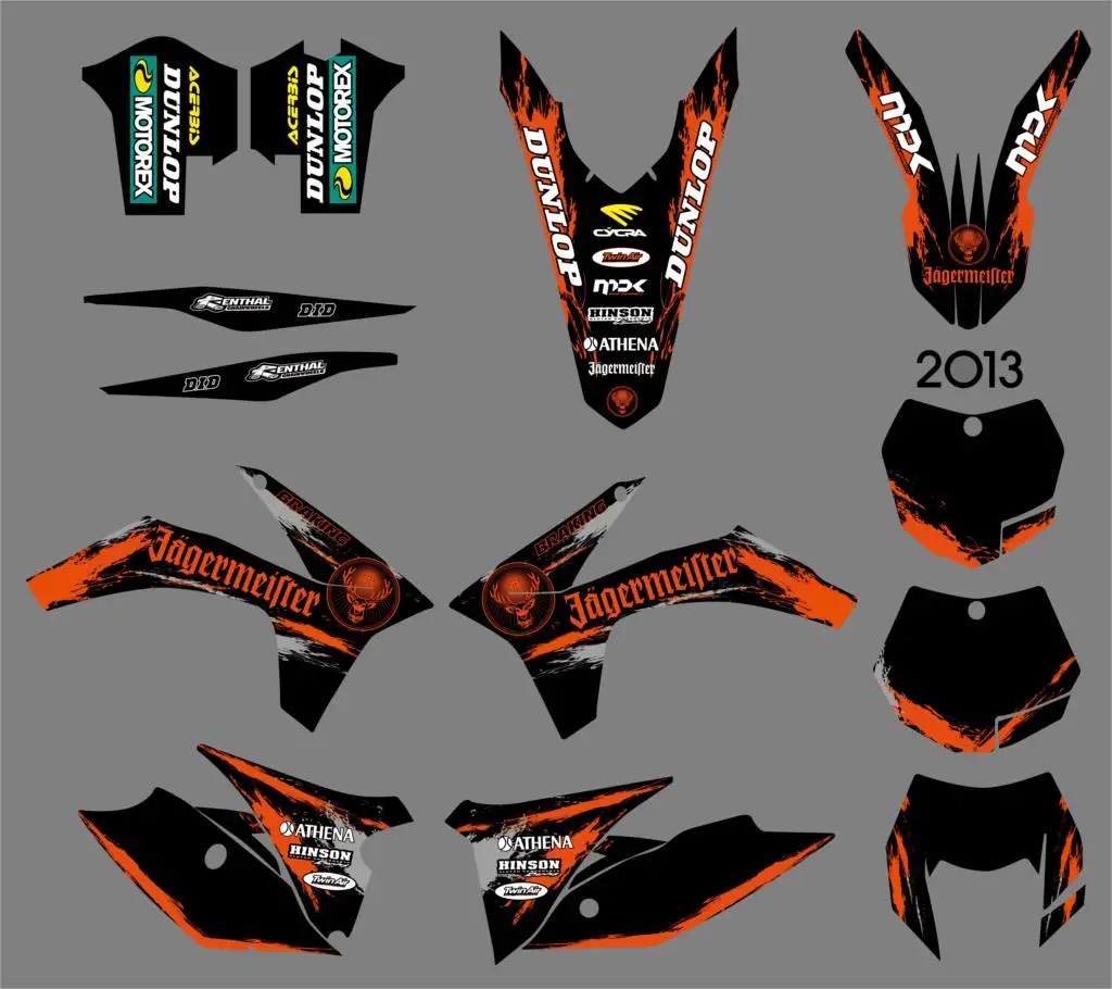 Мотоцикл Стиль команда Графика фон наклейка Стикеры комплект для KTM 125 200 250 300 350 450 500 EXC 2012 2013 XC 2011