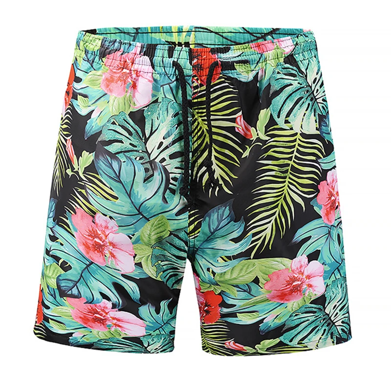 Мужские пляжные шорты быстросохнущая повседневное прохладное лето Цветочный ЗАВОД 3D принт эластичный пояс пляжные шорты мужской фитнес