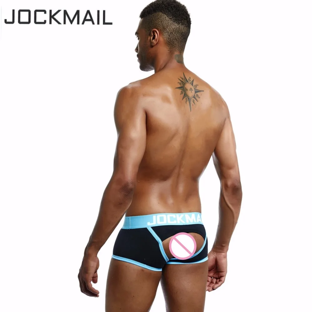 Бренд JOCKMAIL, мужское нижнее белье, боксеры, открытая спина, сексуальные мужские трусы, хлопок, мужские боксеры, открытая спина, ягодицы, cuecas, гей, нижнее белье