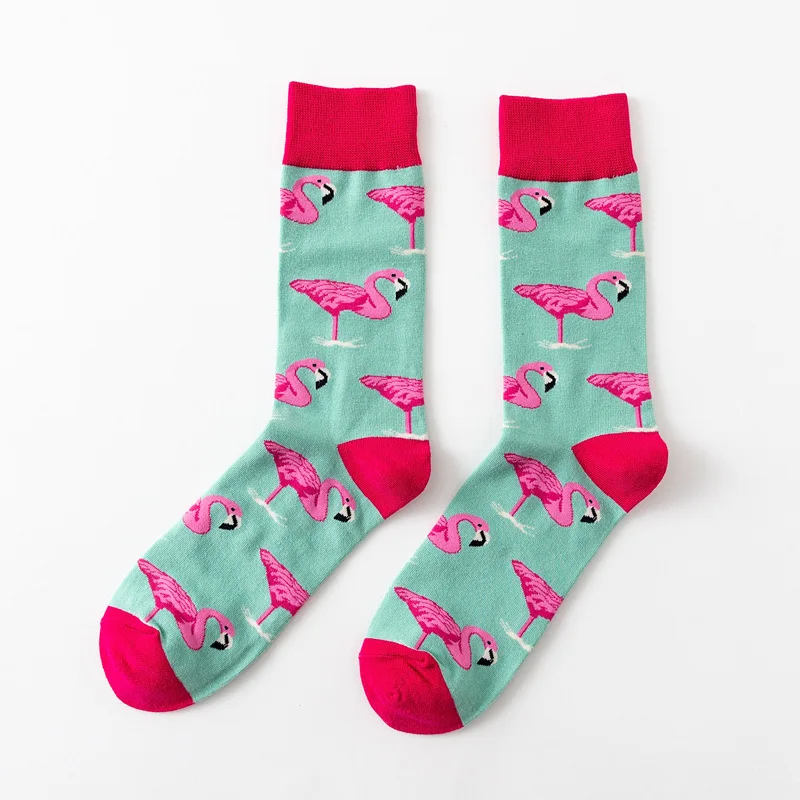Moda Socmark, цветные фламинго, счастливые мужские носки, модные смешные мужские носки, женские креативные носки с граффити, пара носков для мужчин - Цвет: 50240