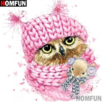 

HOMFUN Full Square/Round Drill 5D DIY Diamond Painting "Cartoon owl mouse" 3D Diamond Embroidery Cross Stitch Home Decor A19349