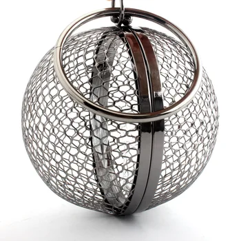 

Luxury Famous Designer Women Metal Evening Chain Party Wedding Bag Ladies Fashion Round Clutch Purse and Hand Bags