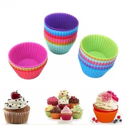 3 шт Силиконовая Круглая многоразовые формы для выпечки желе формы Cupcake Maker Muffin чашки выпечки прессформы выпечка кекса (разные цвета)