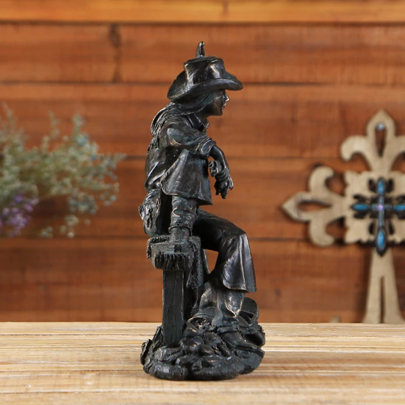 Vintage Resin American Western Cowboy Ornament Figurines Miniatures Person Statues For Home office Background Wedding Decoration3