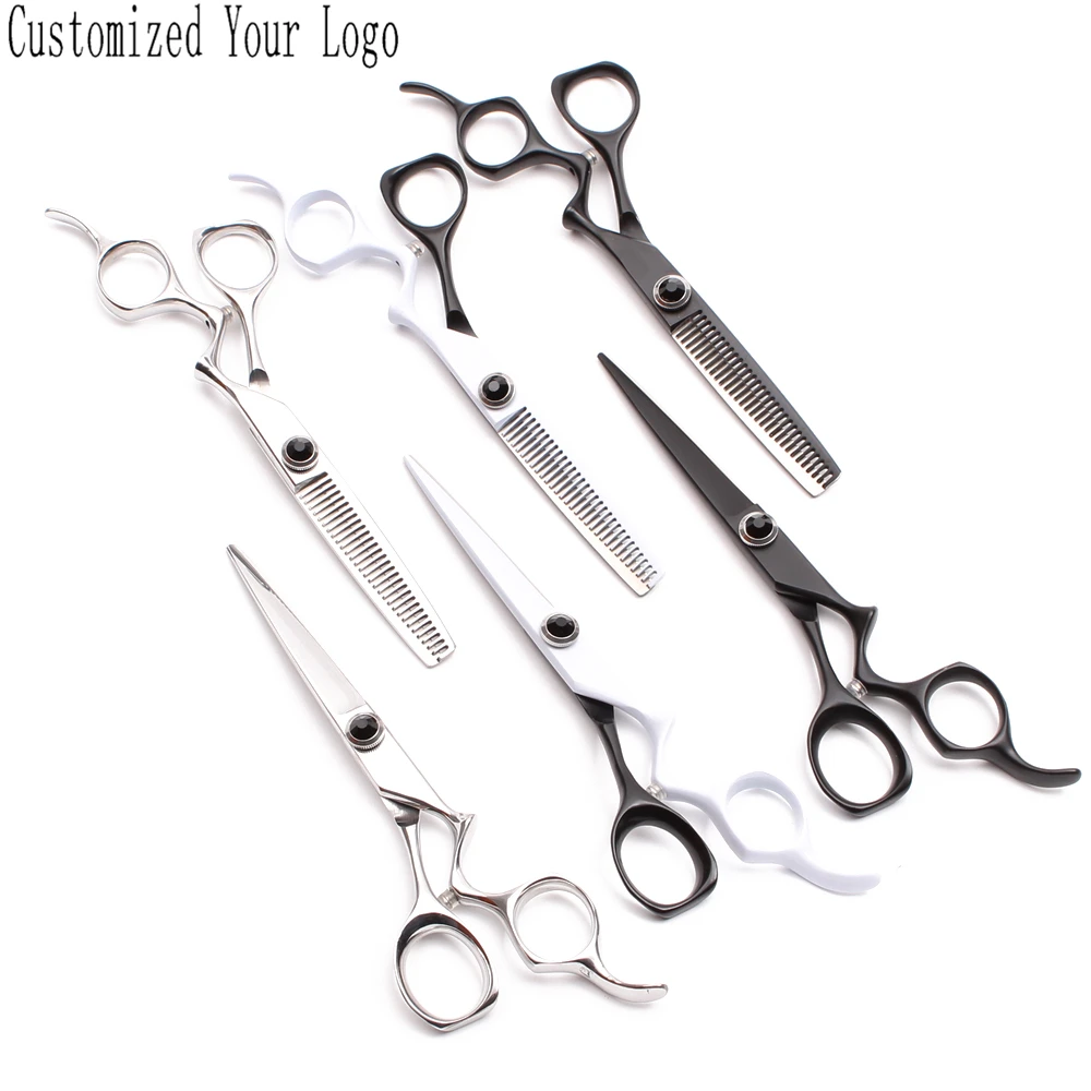 

C9016 6'' Customized Logo JP 440C Professional Hair Scissors Hairdressing Cutting Shears Hair Thinning Scissors Barber Scissors