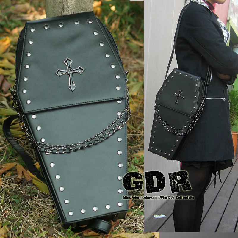 Gdr punk coffin shape portable wowen handbag shoulder bag women bag messenger bag-in Shoulder ...