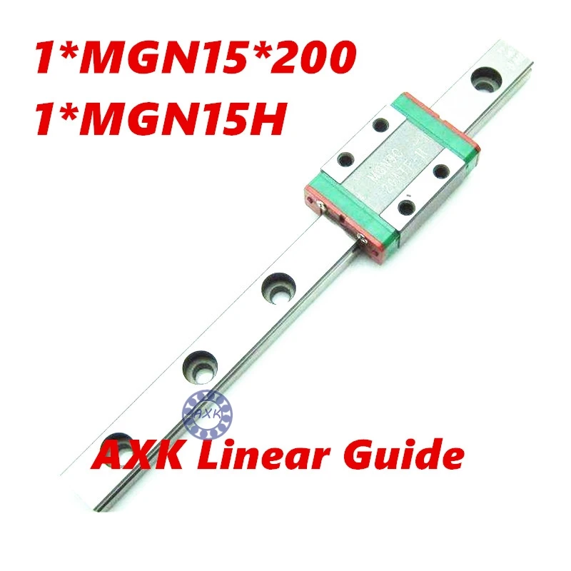 

Free shipping 3D print parts cnc AXK MGN15 15mm miniature linear rail slide 1pcs 15mm L-200mm rail+1pcs MGN15H carriage