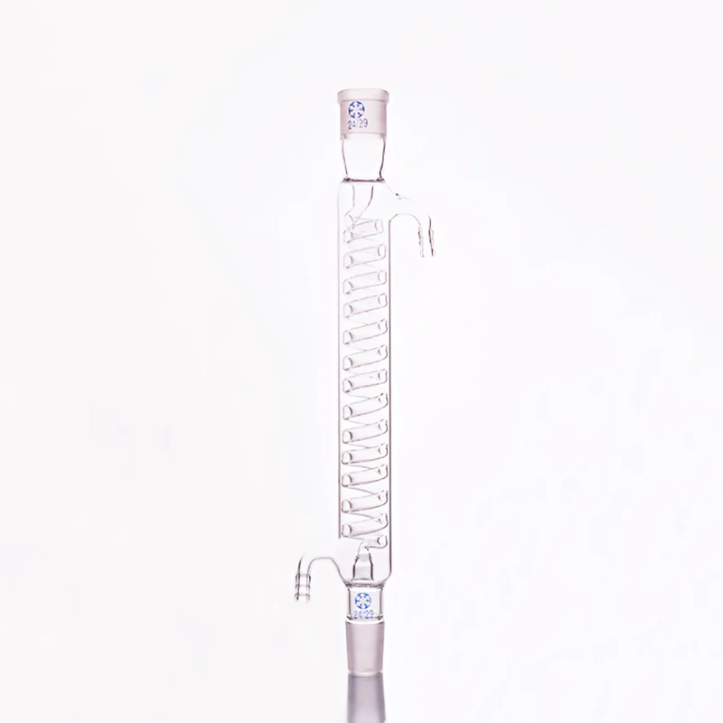 

Format serpentine condenser,Spiral condensation length 700mm,Condenser Graham with fused inner tube,standard ground mouth 24/29