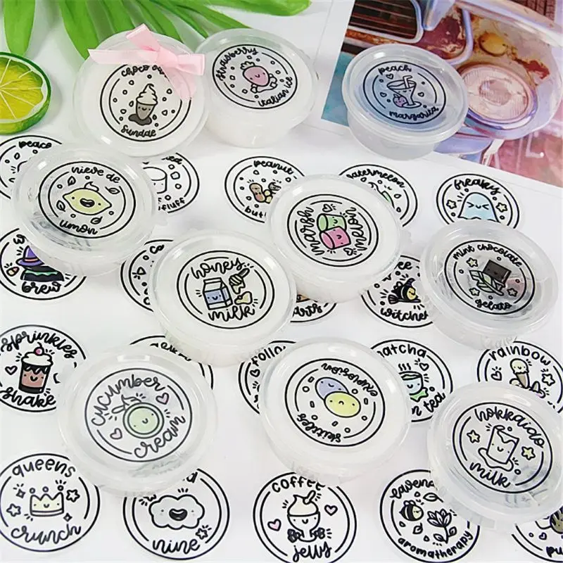 

2 Pcs Cute Slime Container Box Sticker Storage Container Sticker DIY Slime Accessories Tool