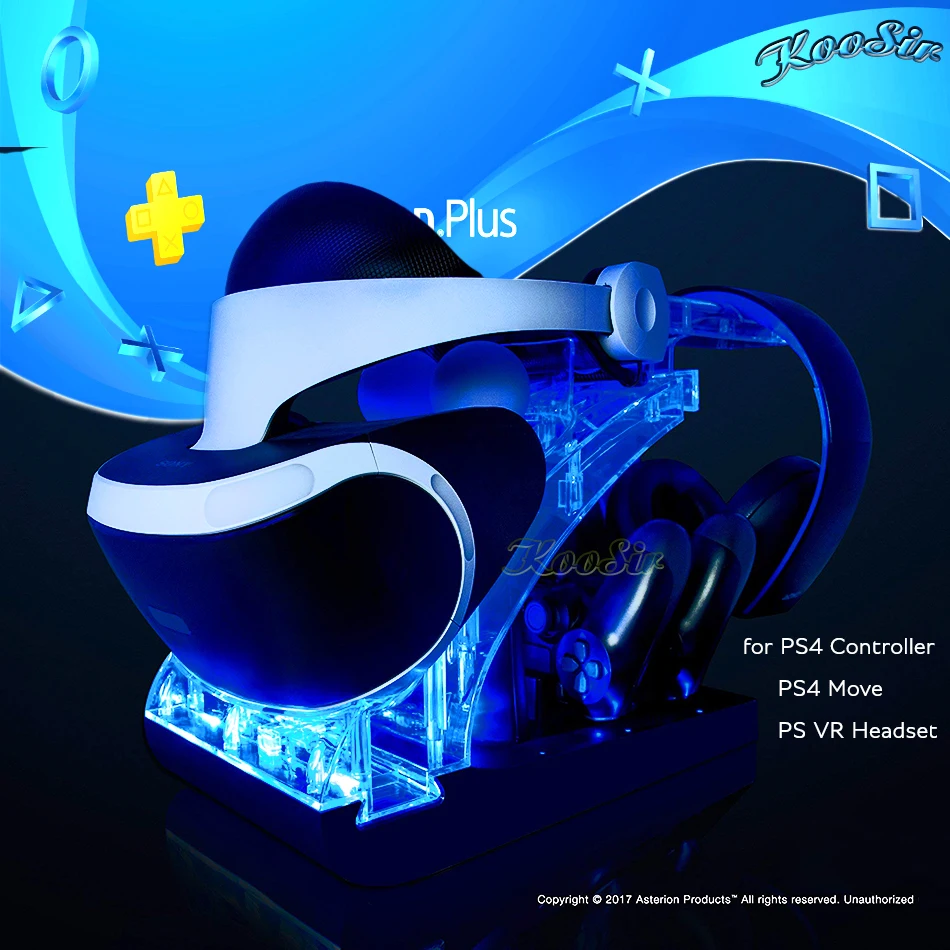  PS Move Motion PS4 Controller PSVR Headset Storage Showcase Joystick Charging Dock Station Stand Ho