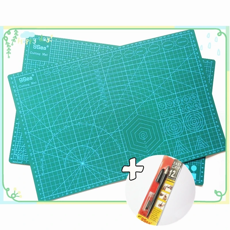 

PVC Cutting Mat 9 Sea a3 45*30cm & Graver Utility Knife With 12Pcs Spare Blade Durable Self Healing Handmade Quilting Patchwork