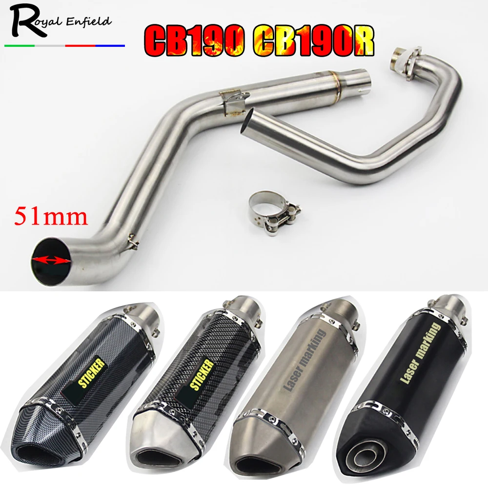 

For Honda CBF190R CB190R CBF190X Middle Link Mid Pipe Tube Muffler System with exhaust motorcycle For honda CBF 190R CB 190R