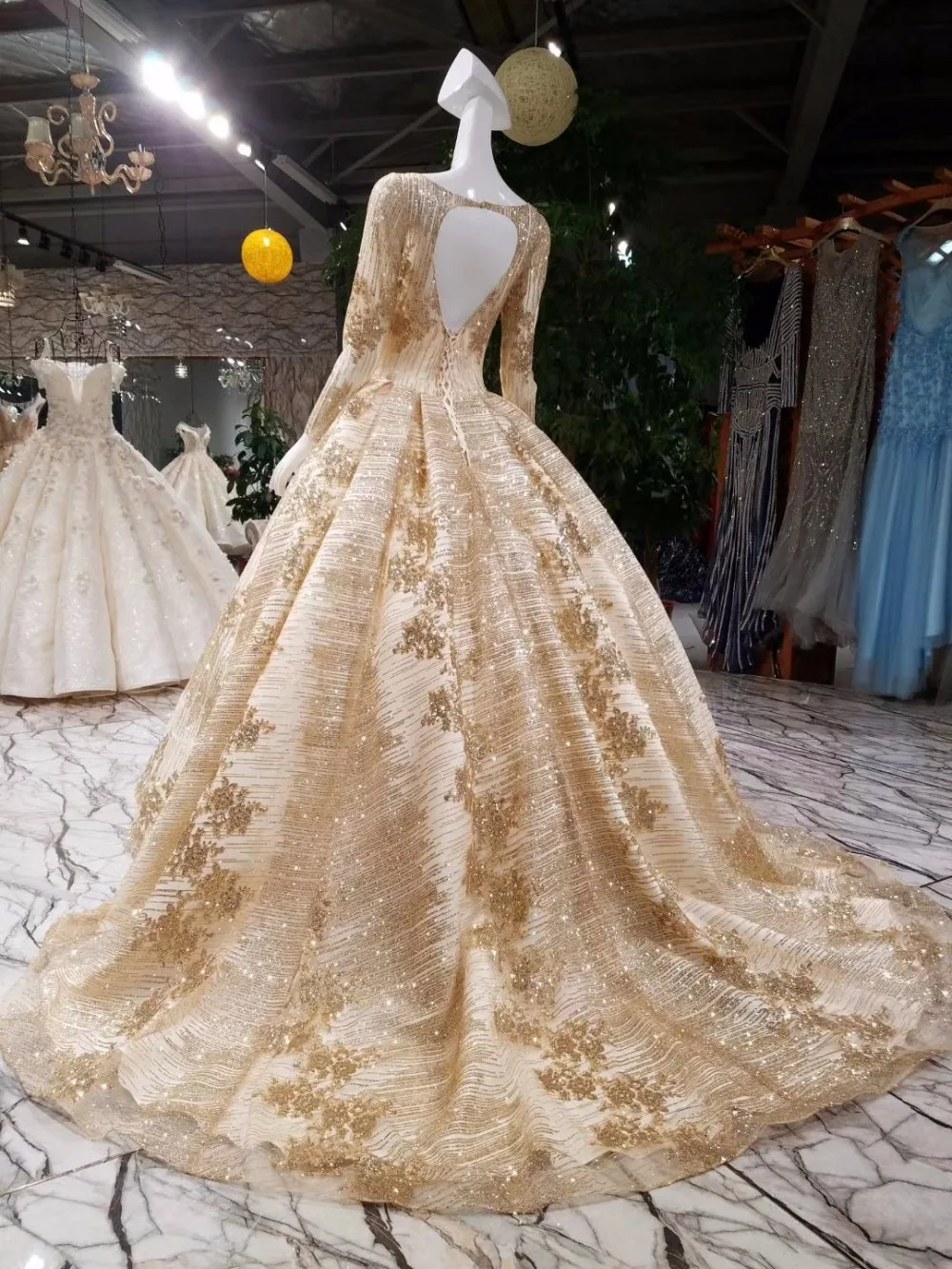 champagne gold wedding dress