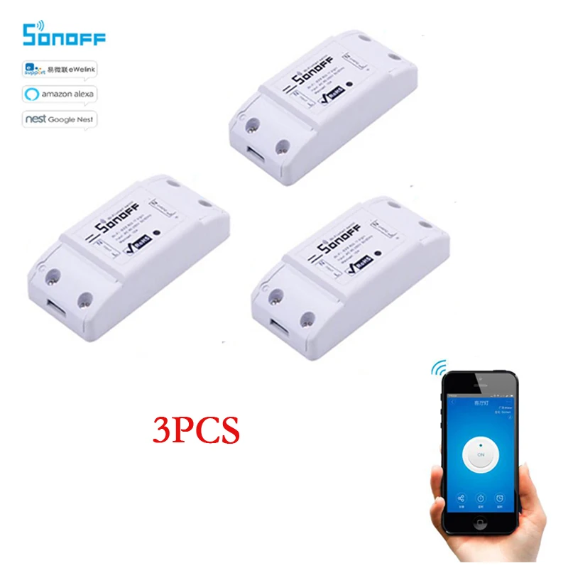 

Sonoff Wifi Switch Smart Home Automation Module Wireless Relay Switch Universal DIY Timer Switch Smart Home Domotica Device 3pcs