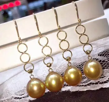 

free shipping >>>>noble jewelry NEW 9-10 mm SouthSea white Pearl Earring 18k