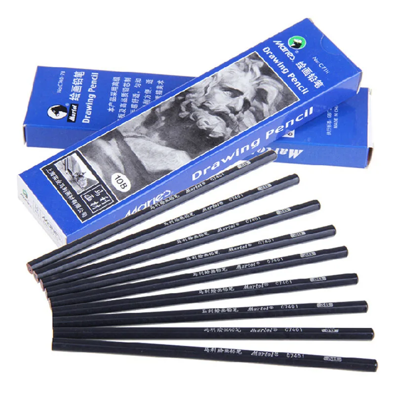 12 pcs/a box maries artist high quality sketch charcoal wooden pencils