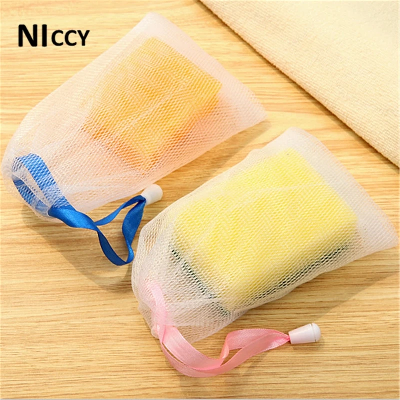 3pcs Handmade Soap Storage Bags Mesh Drawstring Soap Blister Foaming Bag Face Wash Pouch Travel
