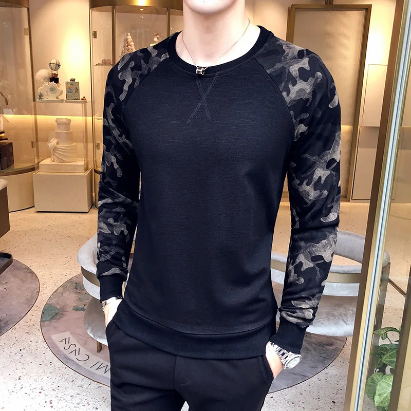 

2018 British Style Sweatshirts Mens Fashion Hoodie Slim Fit Designer Camouflage Printed Hoodie Mens Fall Fashion Mens Clothes