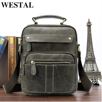

WESTAL Messenger Bag Men Shoulder bag Genuine Leather Small male man Crossbody bags for Messenger men Leather bags Handbags 8550