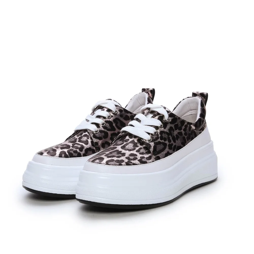 Vulcanisées Semelles De En Peau Printemps Leopard Chaussures Femmes Marque Décontractées Plat Mouton Croissante À Sneakers Léopard Lacets Luxe Compensées kiTwZOlPXu