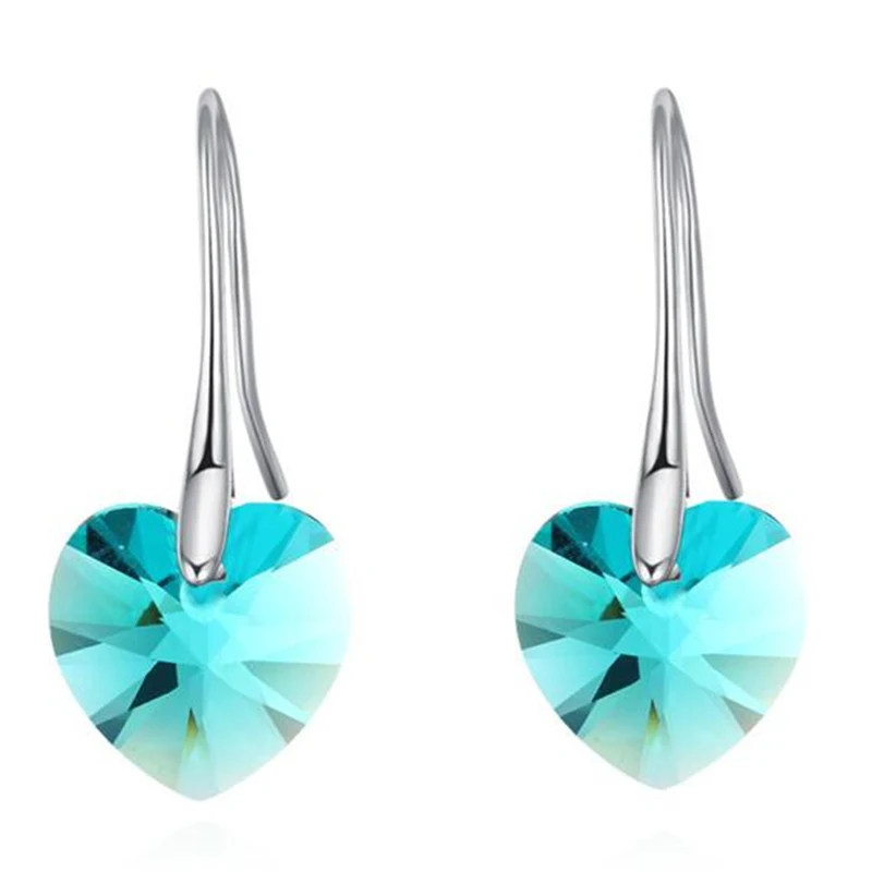 SHDEDE Heart Crystal from Swarovski Long Dangle Drop Earrings Jewelry For Female Bijoux Women Gift *24797