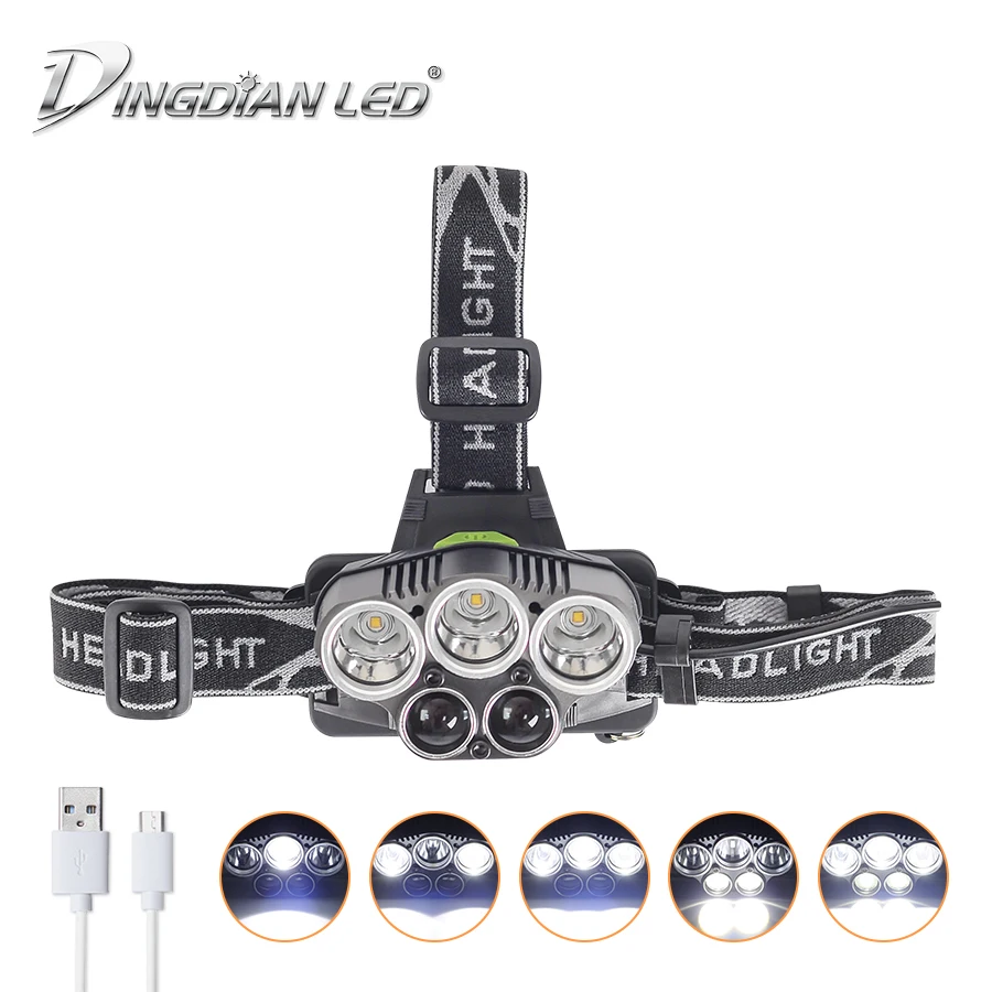 

Waterproof Headlamp USB Rechargeable LED Headlight 25000lm Cree LED Flashlight 18650 Battery Camping Lantern Led Head Lamps