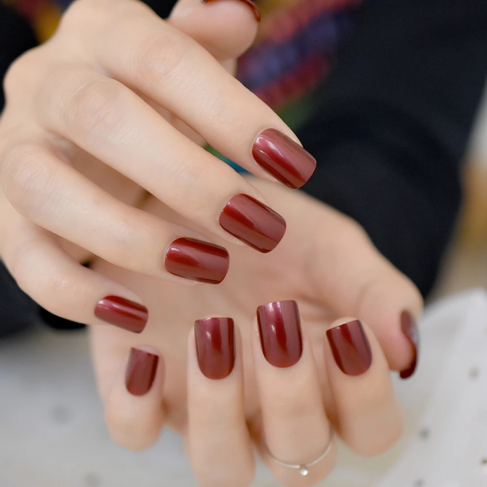 Wine Fake Nails Short Red Color Decoration Tips 24pcs Kit Aliexpress Wine Fake Nails Short Red Color Decoration Tips 24pcs Kit Aliexpress