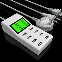 Универсальное настенное зарядное устройство светодиодный ЖК-дисплей 8 USB настенное зарядное устройство для мобильного телефона умное зарядное устройство адаптер питания розетка с вилкой US/EU
