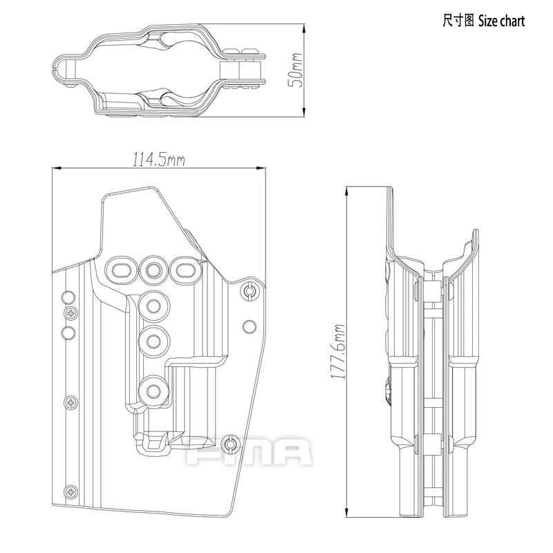 Тактический FMA талии быстро кобура легкий вес-Подшипник кобура для G17/G19 и X300 лампы TB1329(длинный стиль