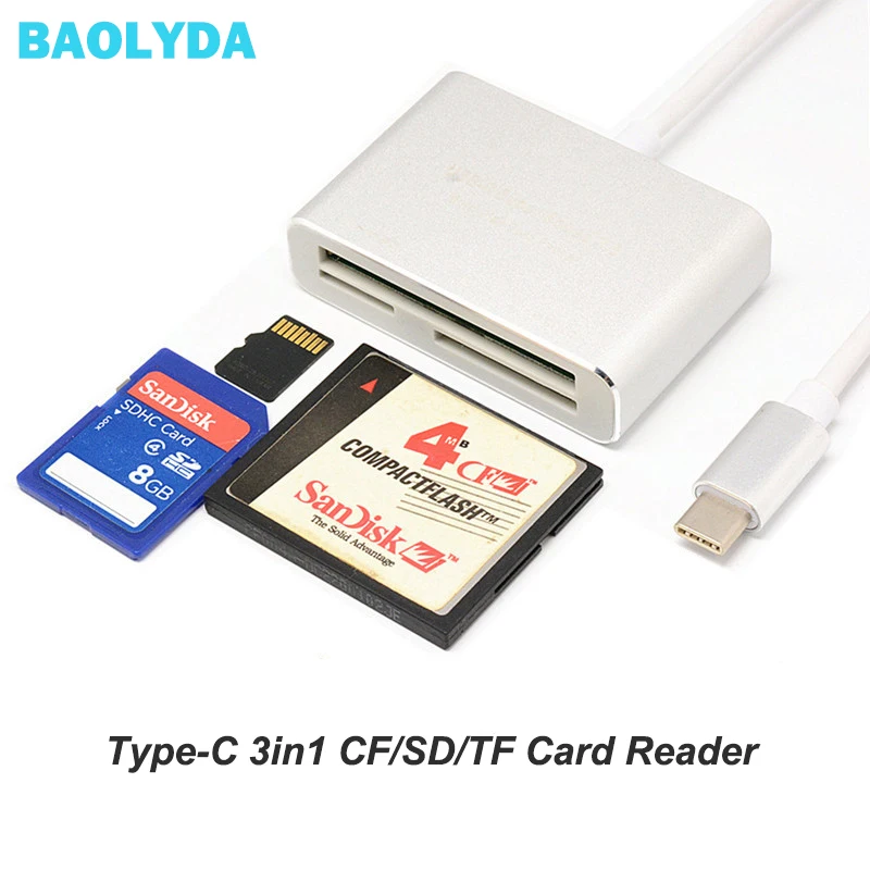 

Baolyda Type C USB C Card Reader Type-C to CF SD TF Camera External Multi Card Reader for Macbook Pro Air OTG USB-C Devices