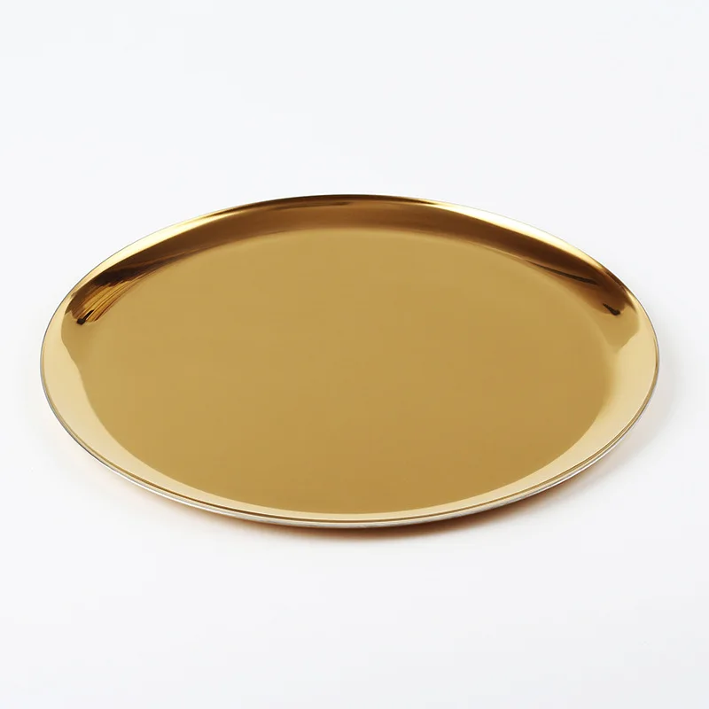 

Nordic ins gold receiving tray stainless steel fruit tray metal circular tea tray pendulum