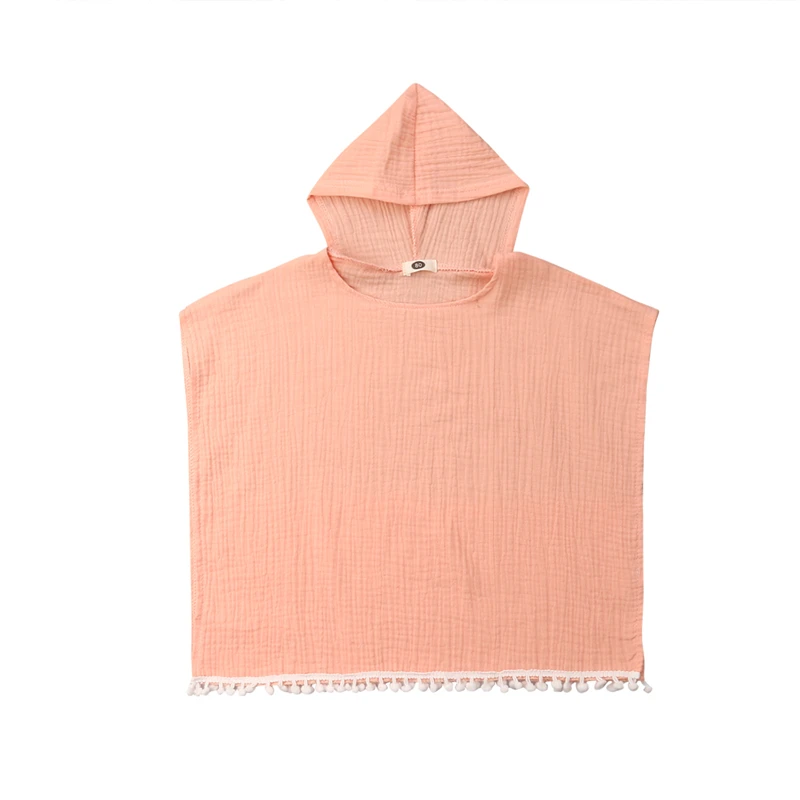 

Toddler Kids Baby Girl Long Cape Dress Hooded Tassel Cloak Poncho Jumper Clothes arrival Pink Cute Casual Solid Tessel