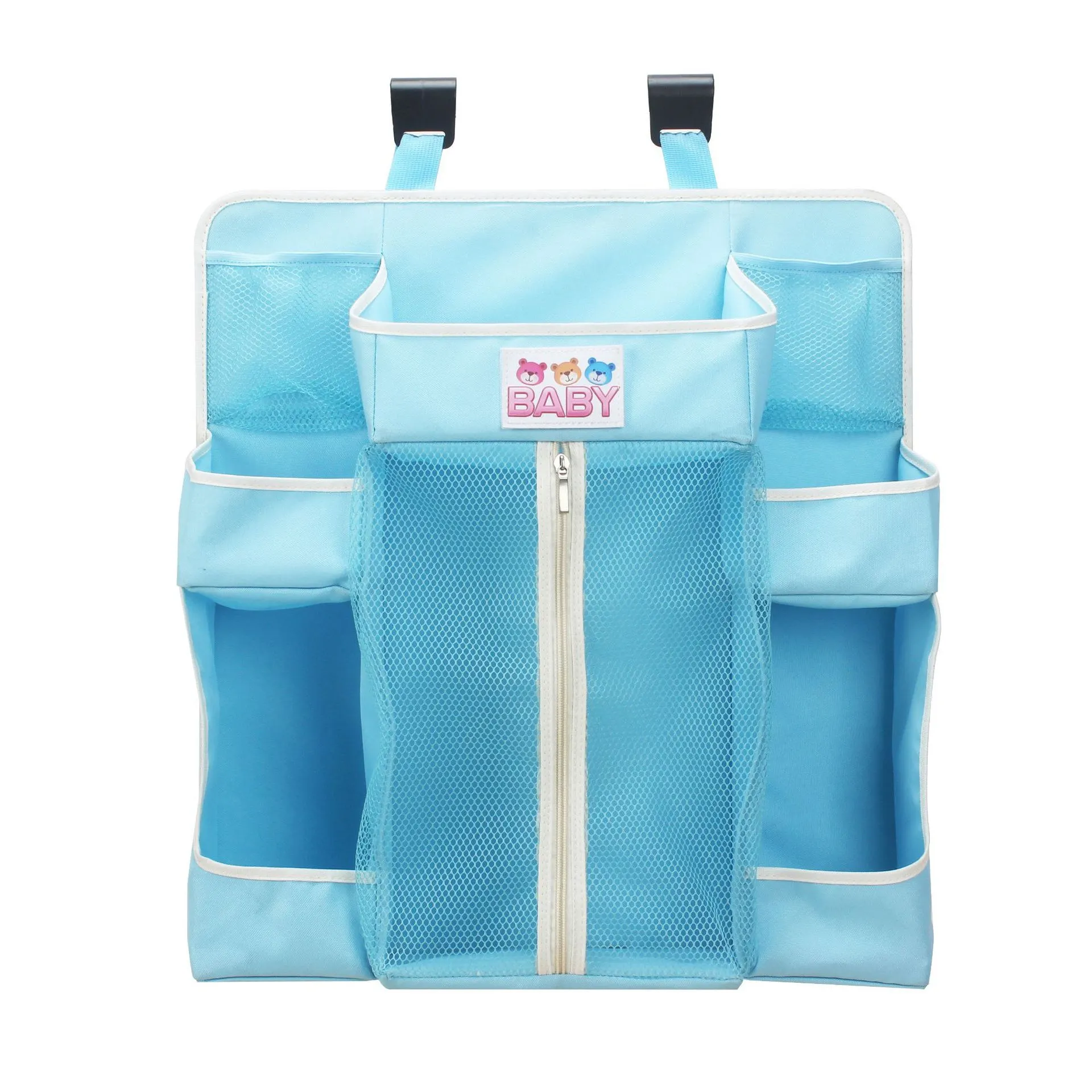 Многоцелевой кроватки Детская кровать висячая сумка Портативный водонепроницаемые подгузники Органайзер прикроватный кровать бампер Жесткая Сумка постельные принадлежности бортики в кроватку для новорожденных - Цвет: sky blue