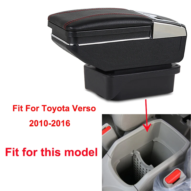 For Toyota Verso 2010-2016 Car Center Console Armrest Storage Box Accessories With Cup Holder And Removable Ashtra Black