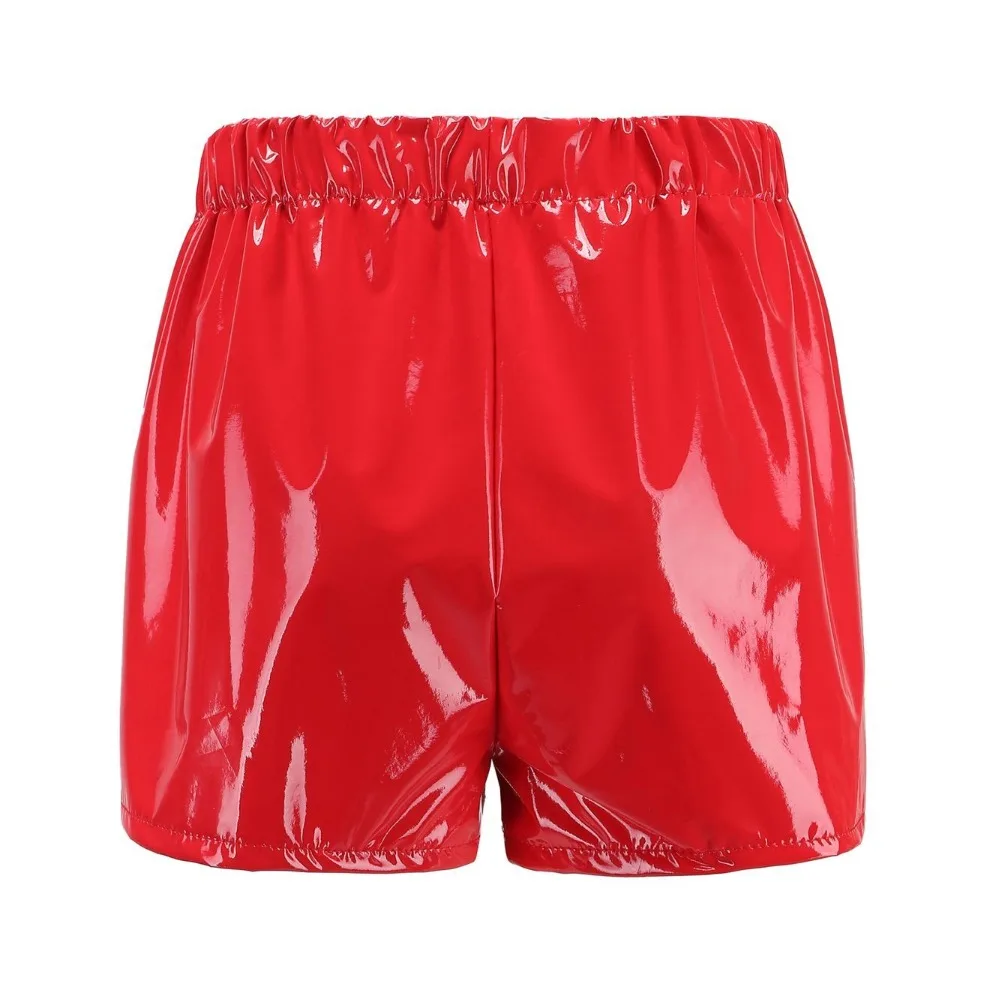 Faux Pu Leather Shorts Hotpants Lace Up Red Black High Waist Female ...