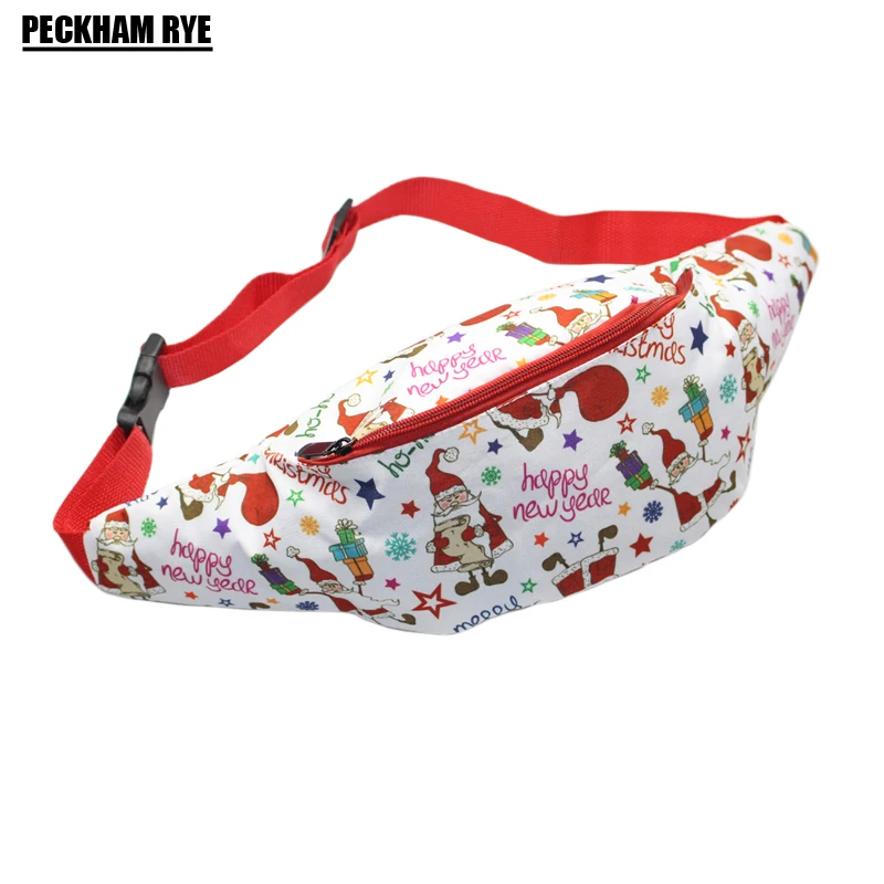 

2018 New 3d printing Christmas Santa Claus snowman pattern children's xmas gift fanny waist bag packs phone money pouch