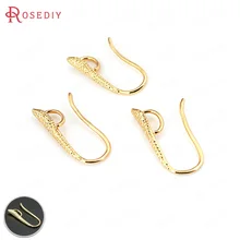 32029) 10 шт. высота 20 мм 24K позолоченные латунные серьги крюк Diy ювелирных изделий Аксессуары оптом