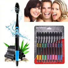 10 шт./упак. Зубная щётка двойной Ультрамягкая зубная щетка бамбук древесный уголь нано щетка Зубная щетка для ухода за зубами для поддержания гигиены зубов щетка