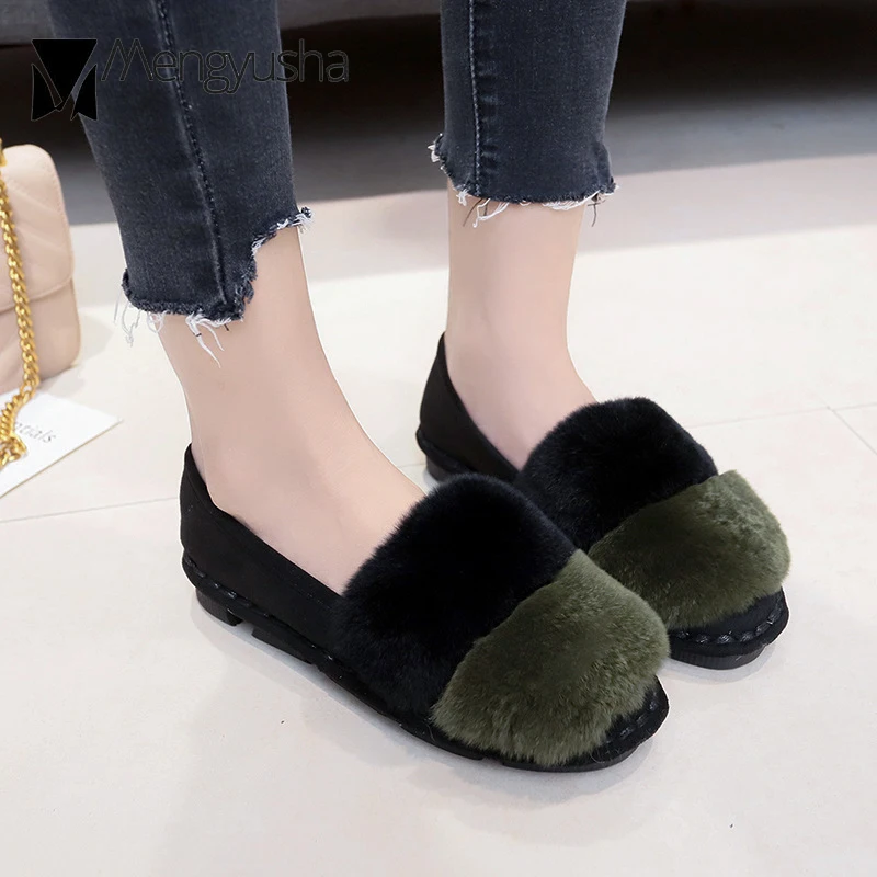 2019 Новый Chaussures femme натуральная волос мокасины ручной работы вшитым мехом обувь