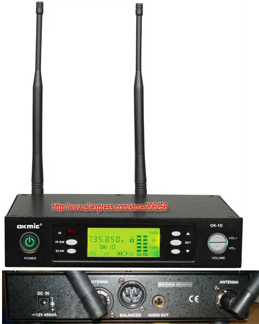 Новый OKMIC OK 1D 2H Профессиональный UHF/PLL 32/96 истинное Разнообразие беспроводной 2h