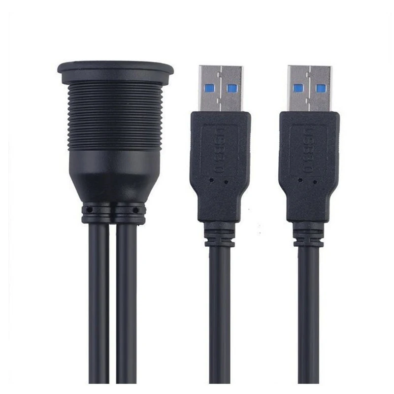 2 порта, двойной USB 3,0, удлинитель, AUX кабель, заподлицо, автомобильное крепление, Удлинительный кабель для автомобиля, грузовика, лодки, мотоцикла, приборной панели