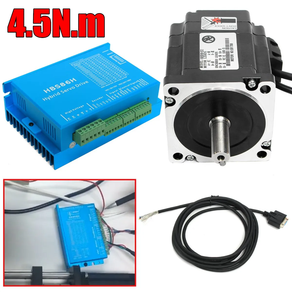 

CNC HSS86 Hybrid Driver Servo Stepper Motor 4.5N.m+Closed Loop Motor Coding Line
