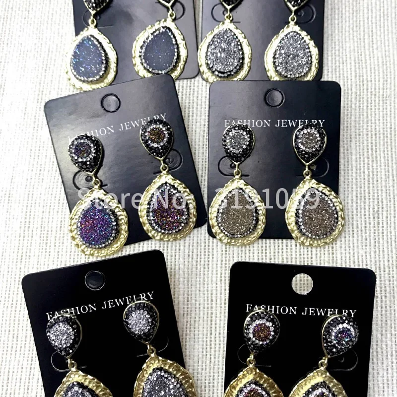 

Crystal long style temperament pendant with simple personality drop earrings