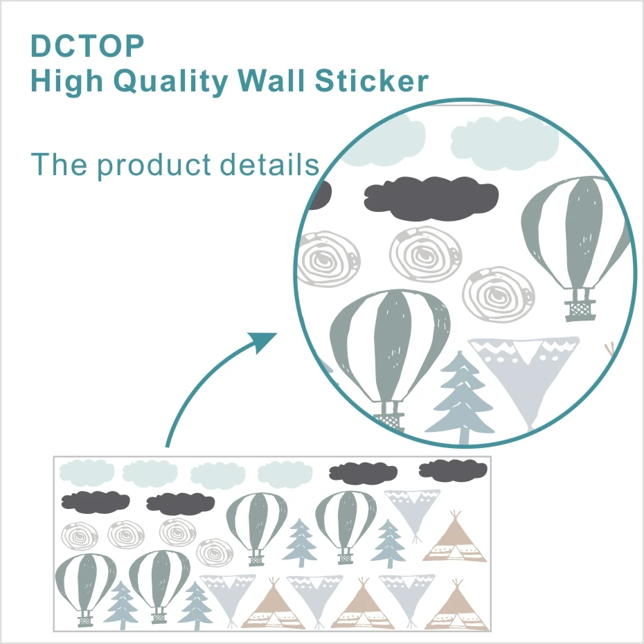 Nordic Style Tribal Balloon Teepee Tree and Cloud Wall Stickers  (1)